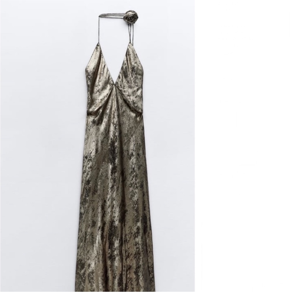 Zara Metallic Silver Halter Dress - Picture 11 of 16